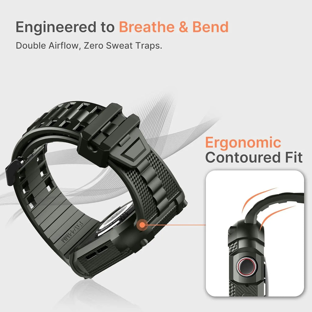 Compatible with Apple Watch Bands 41Mm 40Mm Series 9/8/7/6/5/4/SE3/SE2/SE, TPU Rugged Iwatch Strap Military Grade Shockproof Bumper Case for Men Women Army Green