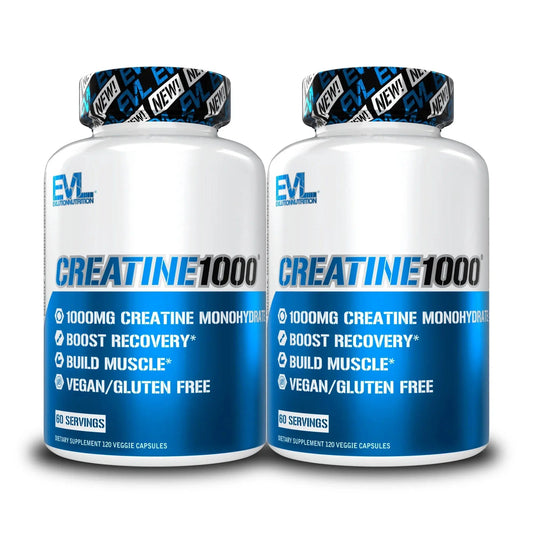 (2 Pack) Creatine Monohydrate Pills 120Ct - EVL Nutrition Muscle Builder & Recovery Supplement - Creatine Capsules 1000Mg