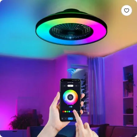 23 Inch Black Ceiling Fan Light With LED RGB   Dimmable & Color Changing, APP & Remote Control, Modern Smart Ceiling Fan For Living Room, Bedroom, And Dining Room  Silent 6-Speed Reversible DC Motor Cjdropshipping