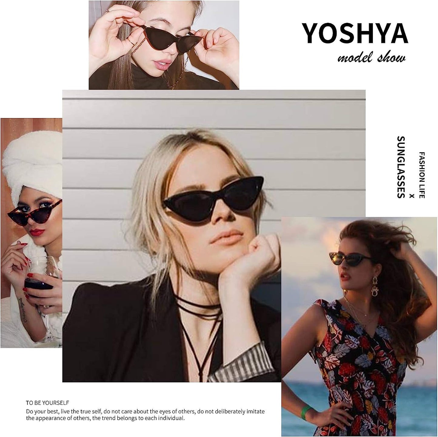 Retro Vintage Cat Eye Sunglasses for Women with Plastic Frame