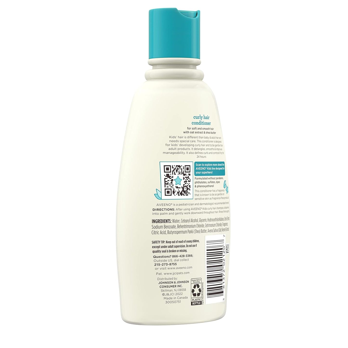 Aveeno Kids Curly Hair Conditioner, Hydrating Conditioner, Kids Curly Hair Products, Oat Extract & Shea Butter, Gentle Scent, 12 Fl. Oz (Pack of 1)
