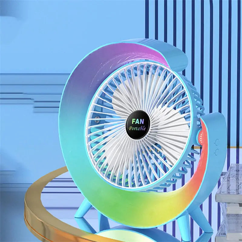 New Bright Night Light Charging Fan Desktop Silent Mini Electric Fan Portable Fan USB Autods