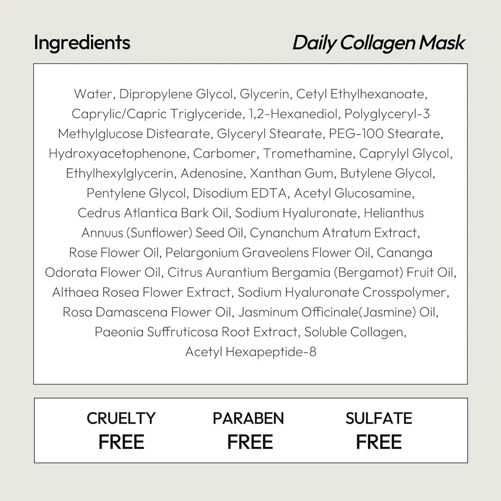 Collagen Sheet Mask, Firming Daily Face Mask with Collagen Peptides for Anti-Aging, Helps to Minimize Wrinkles, Restores Skin Elasticity & Firmness, Hydrating, Korean Beauty, 5-Pack