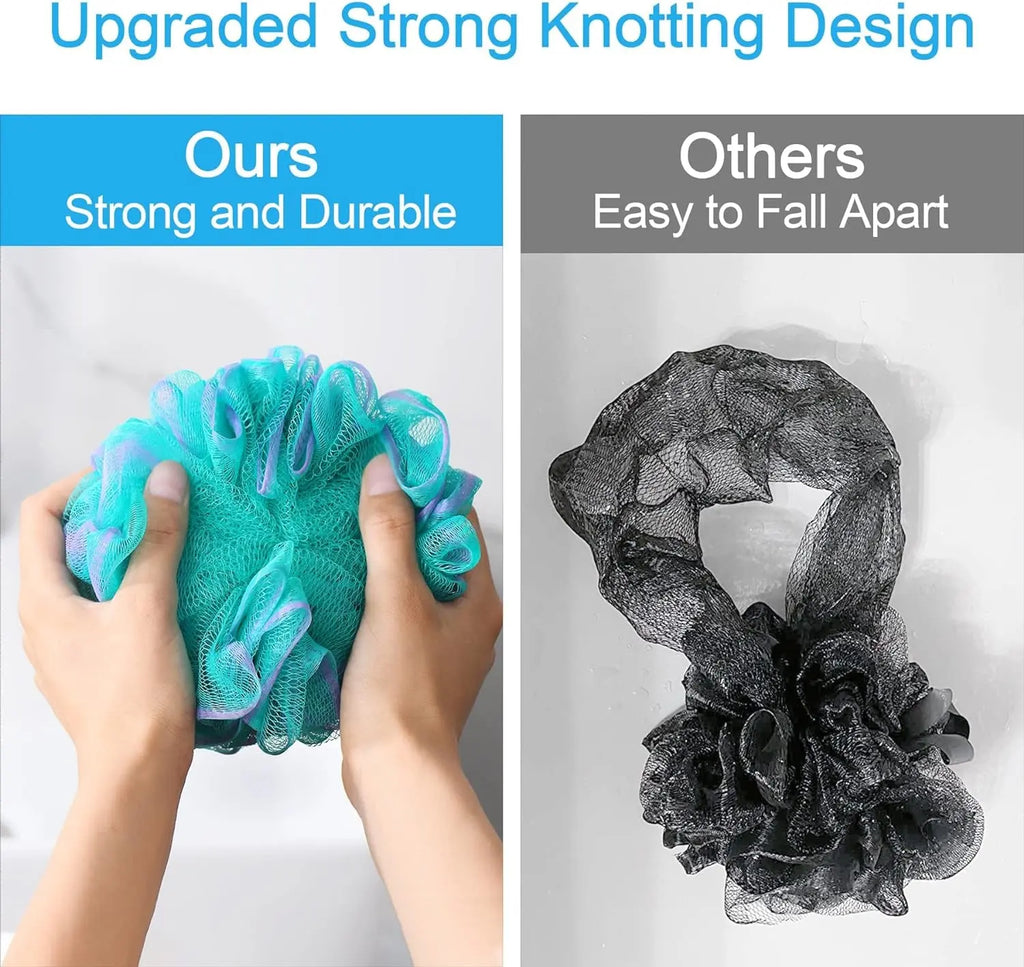 Loofah Sponge 60G/Piece, Exfoliating Bath Sponge Body Scrubber - Loofa Set of 4 Flower Color (Green-Purple)