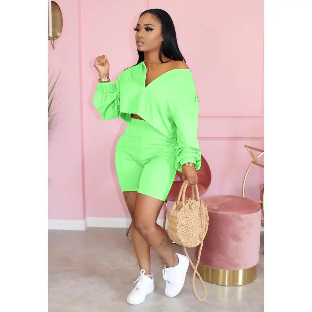Women Pure Color Two Piece Set Cjdropshipping
