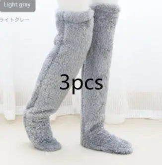 Over Knee High Fuzzy Long Socks Winter Warm Cold Leg Knee Joint Cold-proof Stockings Home Floor Sleeping Socks Cjdropshipping