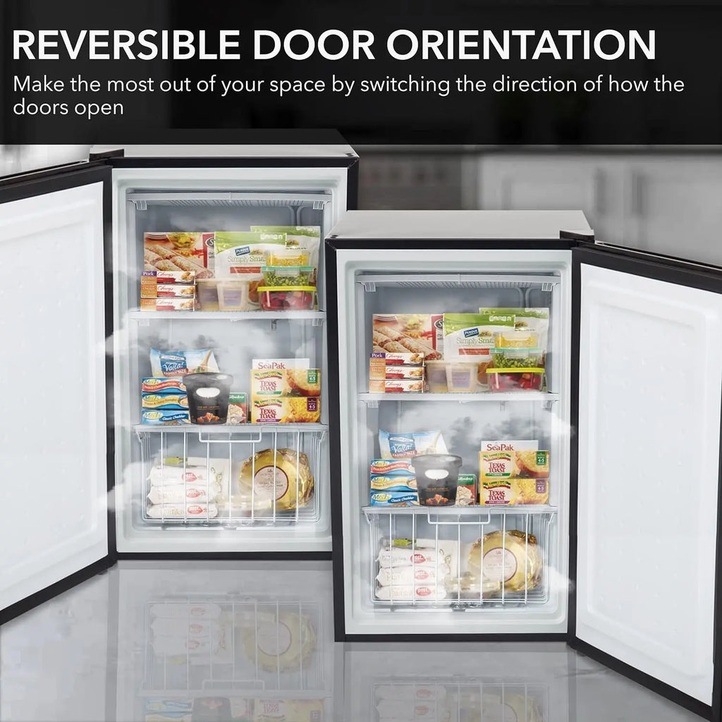 Upright Freezer with Lock, 3 Cu. Ft. Small Freezer Mini Freezer for Bedrooms, Dorms, Garages, Offices CUF-301SS, Stainless Steel, Energy Star