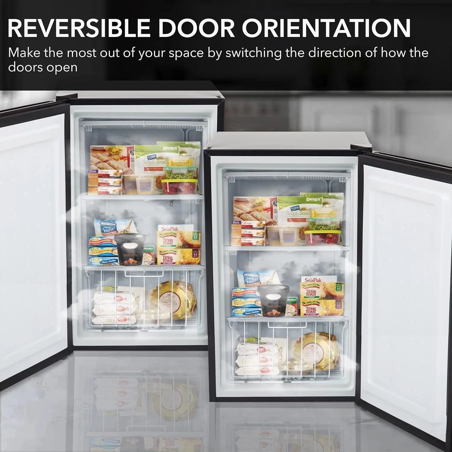 Upright Freezer with Lock, 3 Cu. Ft. Small Freezer Mini Freezer for Bedrooms, Dorms, Garages, Offices CUF-301SS, Stainless Steel, Energy Star