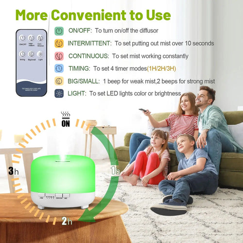 500Ml Essential Oil Diffuser with 6*10Ml Essential Oils Set, Flower Aromatherapy Diffusers with Remote Control, Oil Air Humidifier Vaporizer for Large Room Bedroom Office