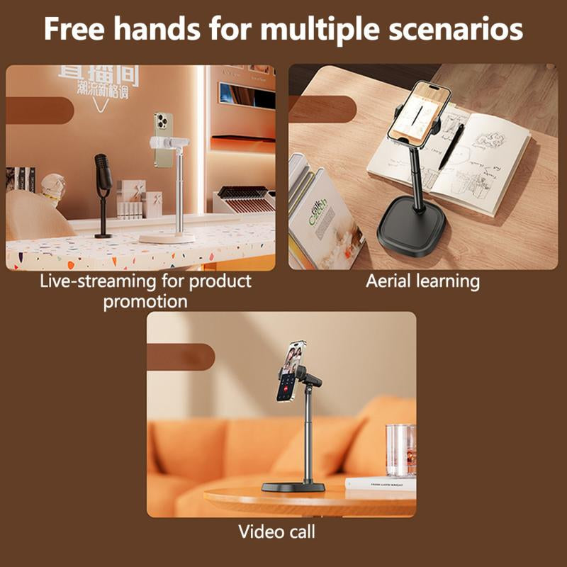 Adjustable Iphone Holder for Desk, Phone Mount for Iphone 17-11, Ideal for Live Streaming, Video Calls & Online Learning, Height Stand for All Phones