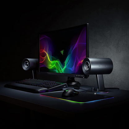Razer Nommo Chroma 2.0 PC Gaming Speakers - Custom Woven 3" Glass Fiber Drivers, Rear-Facing Bass Ports, Bass Knob with Automatic Gain Control, Chroma Enabled, Black