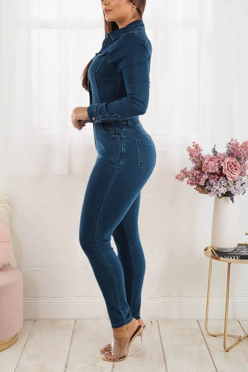 Elastic Ankle Wash Denim Jumpsuit Jumpsuit Cjdropshipping