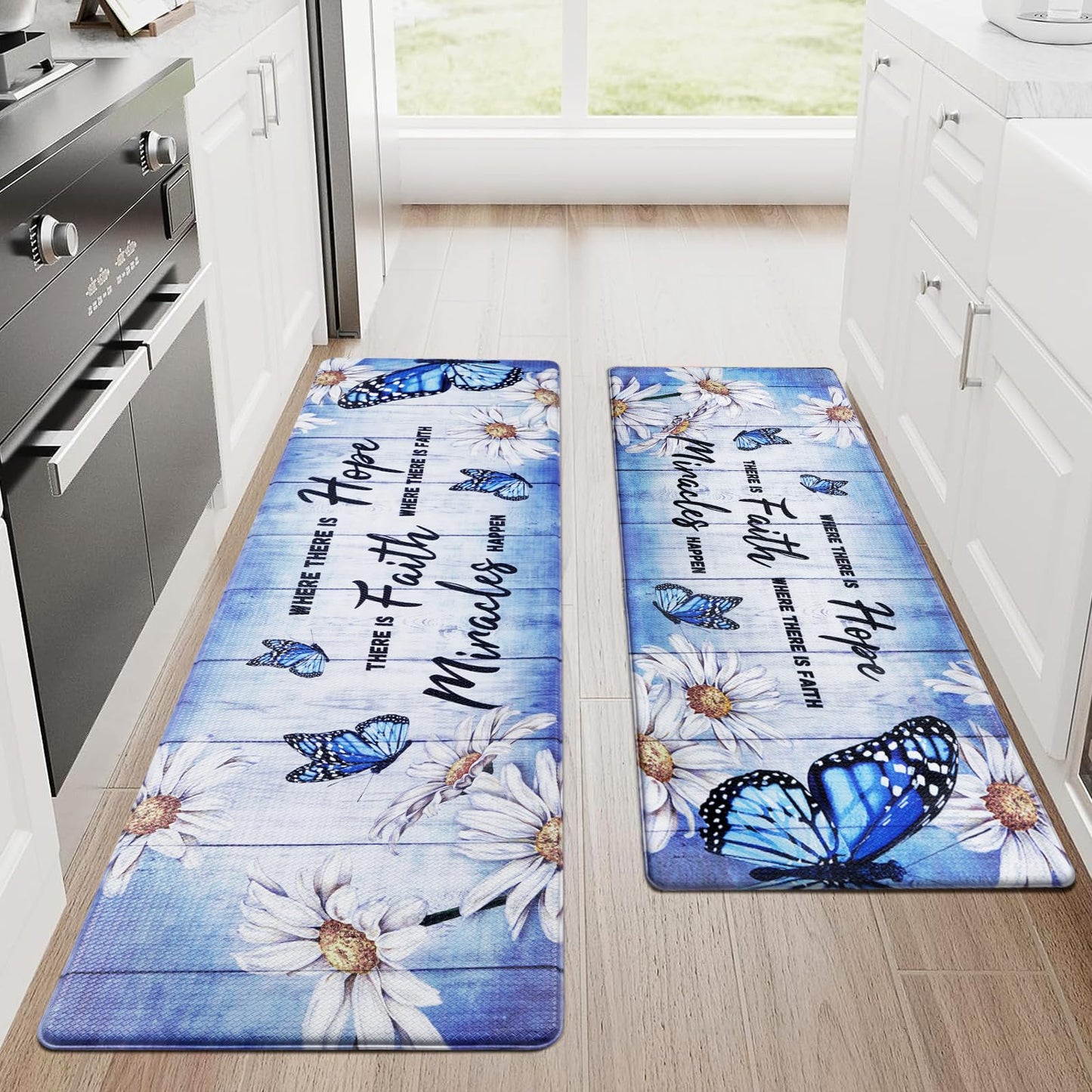 Butterfly Bliss Anti-Fatigue Kitchen Mat Set