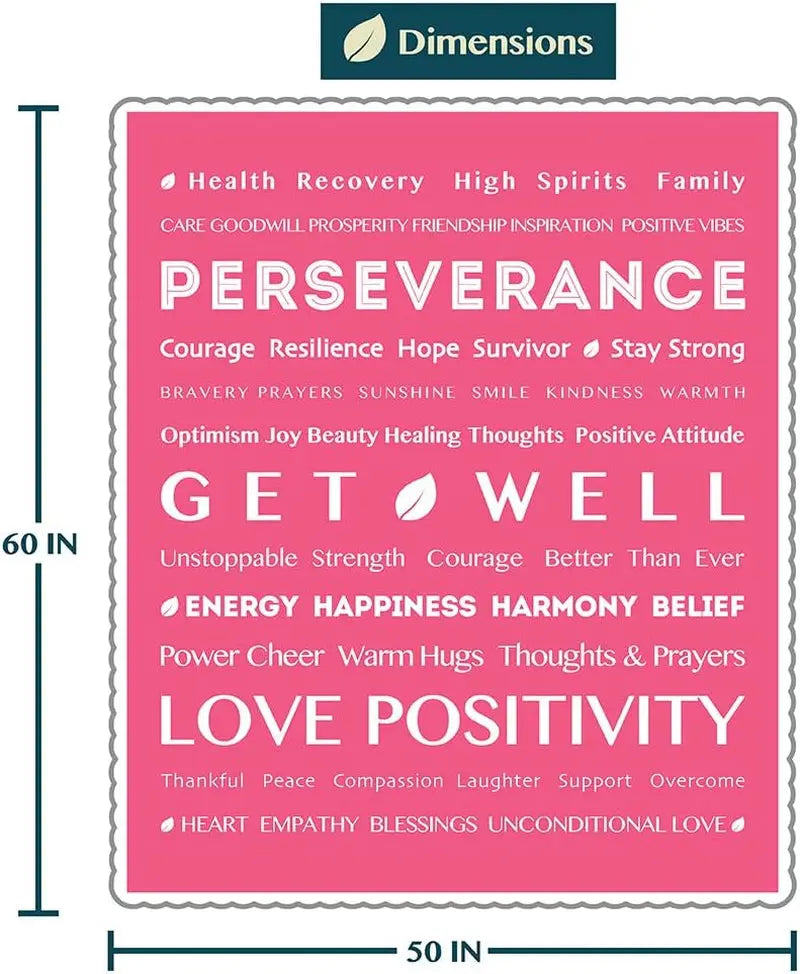 Healing Blanket, Get Well Soon Gift, Soft Hug Compassion Sherpa Throw Blanket for Women Men, Comfort Caring Inspirational Patient Blanket, Positive Thoughts Prayer Throw, Pink