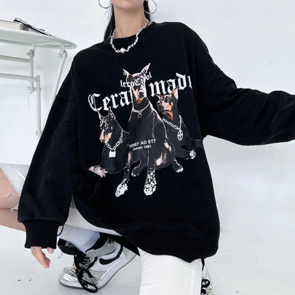 Vintage Chic Round Neck Pullover for Women