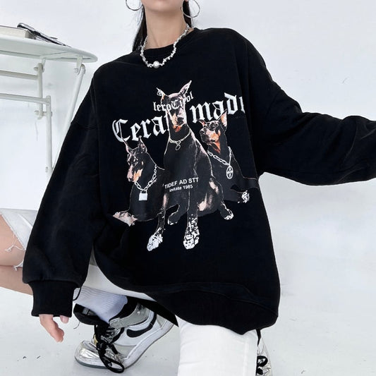 Vintage Chic Round Neck Pullover for Women