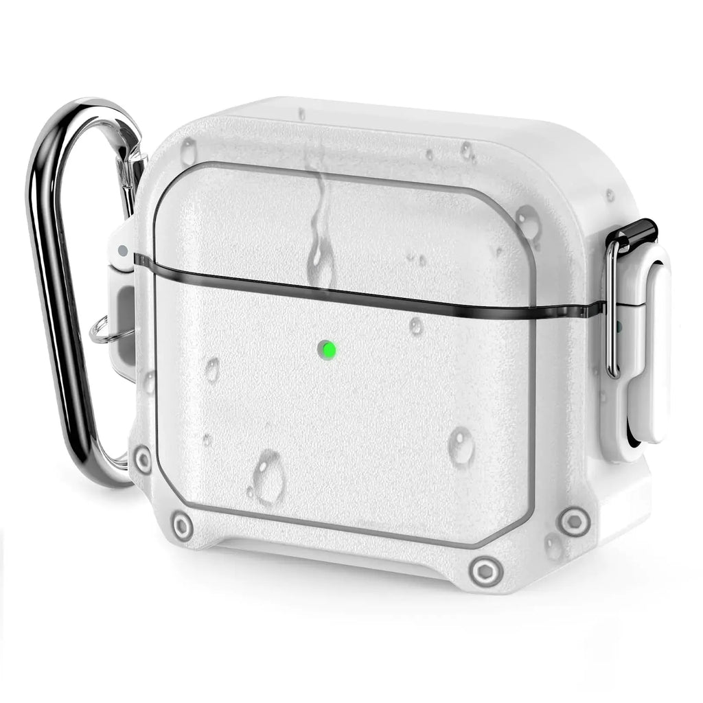 Waterproof for AirPods 3rd Generation Case Cover with Lock for Airpods 3 Case Cover with Carabiner for Airpods 3 Generation Protective Case Gen 3 Shockproof Cover for AirPods 3 2021 (White) Zendrop