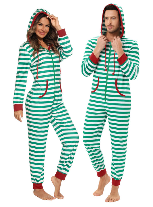 Cuddly Couple Onesies with Zipper Hood