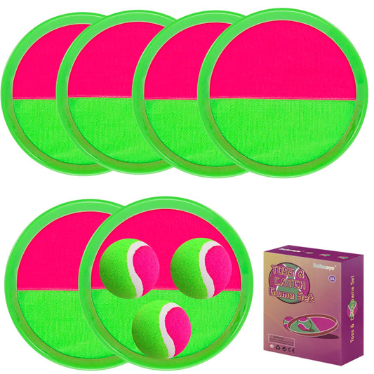 Kids Outdoor Toys Beach Toys Toss and Catch Ball Set Outside Yard Games for Kids with 6 Paddles 3 Balls Paddle Game Set Playground Sets for Backyard Sports Outdoor Games for Adults and Family