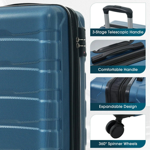 20 Inch Hardshell ABS Carry On Luggage, Durable Expandable Travel Suitcase With Spinner Wheels, TSA Lock Cjdropshipping