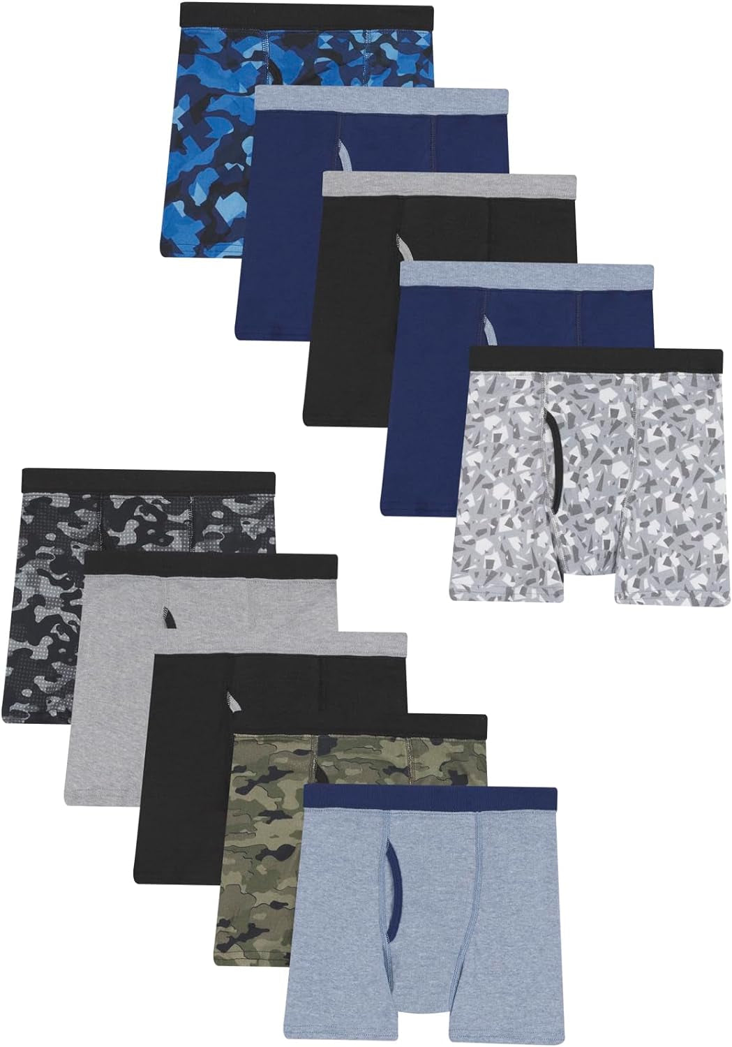 Boys' Cotton Stretch Underwear Boxer Briefs and Briefs Pack, Available in 8 or 12 Count for Toddlers and Boys