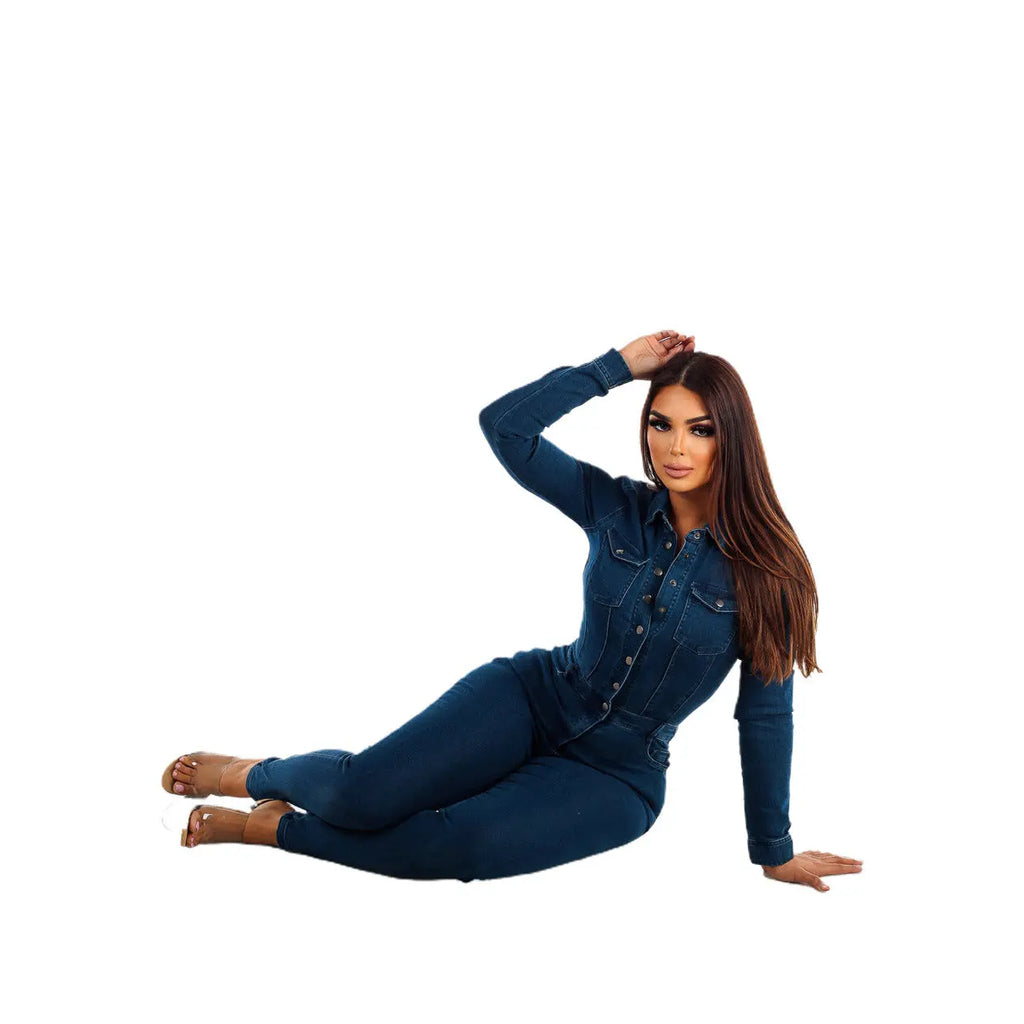 Elastic Ankle Wash Denim Jumpsuit Jumpsuit Cjdropshipping