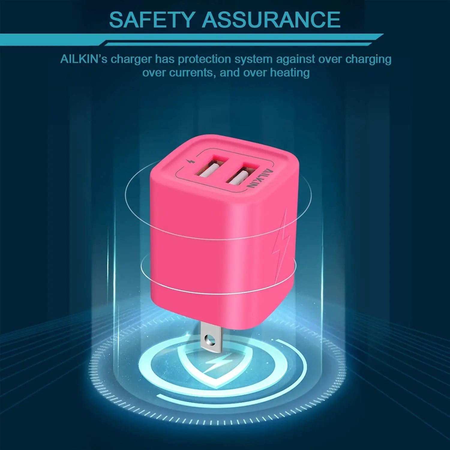 Wall Charger,  USB Plug Fast Charging Block, Power Adapter Cube 2 Port Charge Travel Brick Cell Quick Chargers Box for Iphone Samsung Galaxy USB Box Base Brick