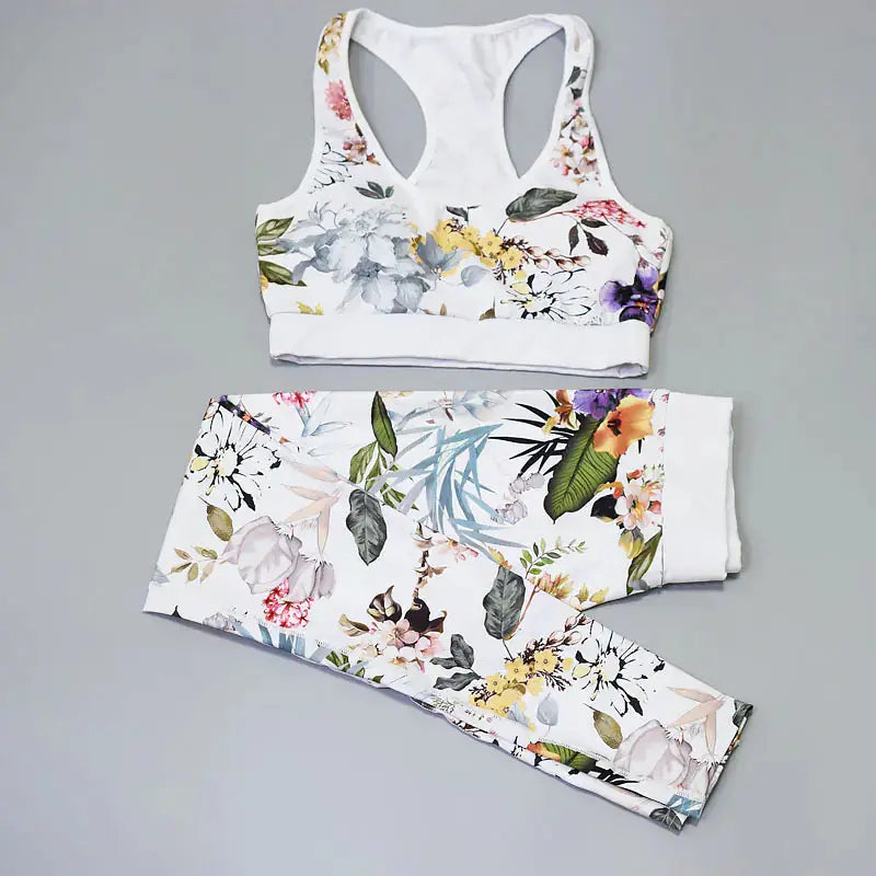 Women's Floral Print Yoga Set - Bra & Leggings Outfit Zendrop