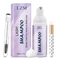 LZM Lash Shampoo Lash Cleaner - Lash Wash Cleaning kit for Cluster Lash/Eyelash Extensions Lash Bath Lash Cleanser Foam Lash Soap Lash Care Oil Free 60ml(3-IN-1 SHAMPOO KIT) Zendrop