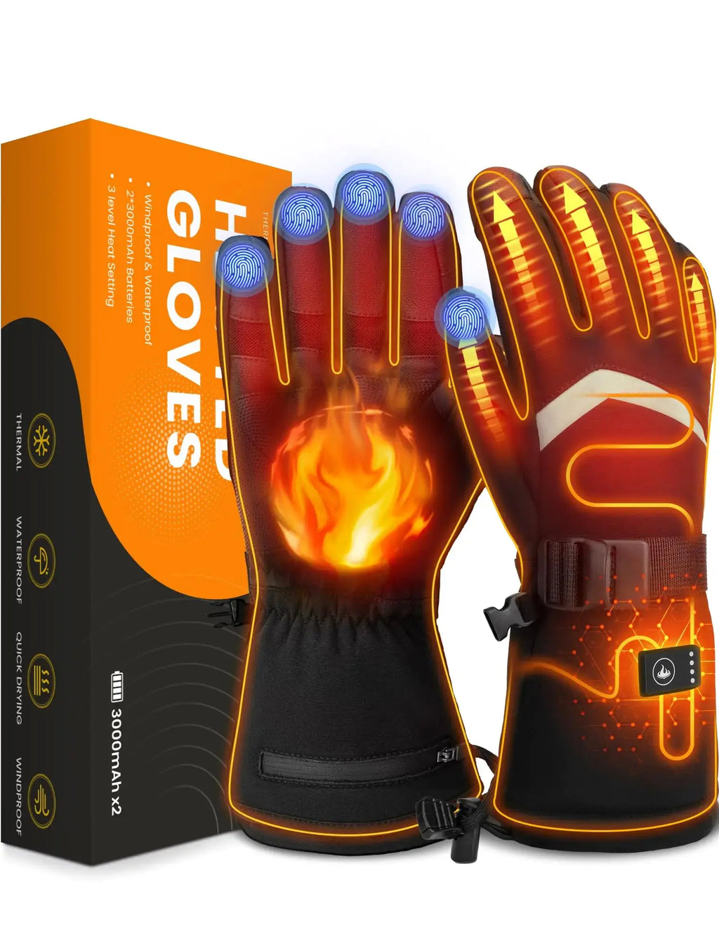 Heated Gloves for Men and Women Rechargeable Heated Gloves with Touchscreen Winter Gloves for Skiing Snowboarding Hiking Camping Hunting Fishing Zendrop