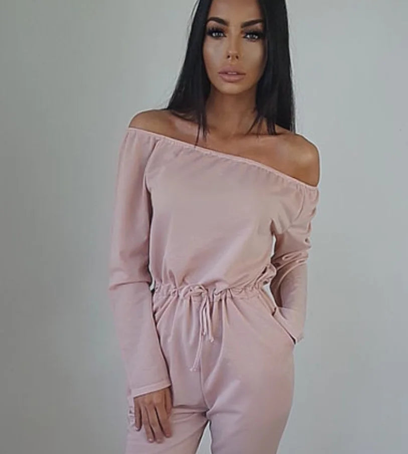 Off-Shoulder Ripped Jumpsuit