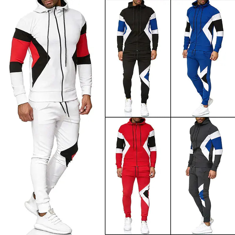 Men's Color Block Hoodie and Sweatpants Set Zendrop