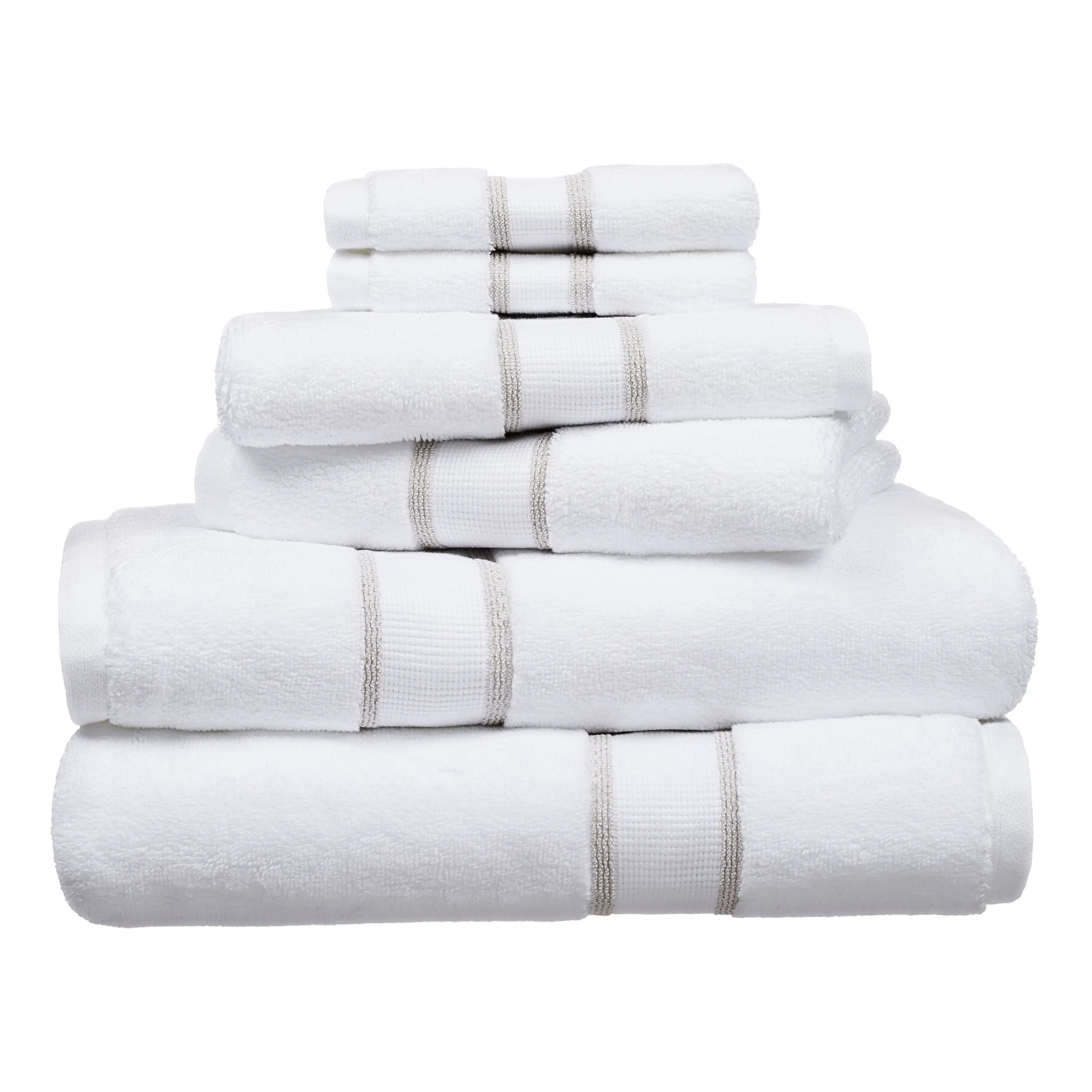 6-Piece Egyptian Cotton Striped Bath Coordinate Towel Set, Birchwood