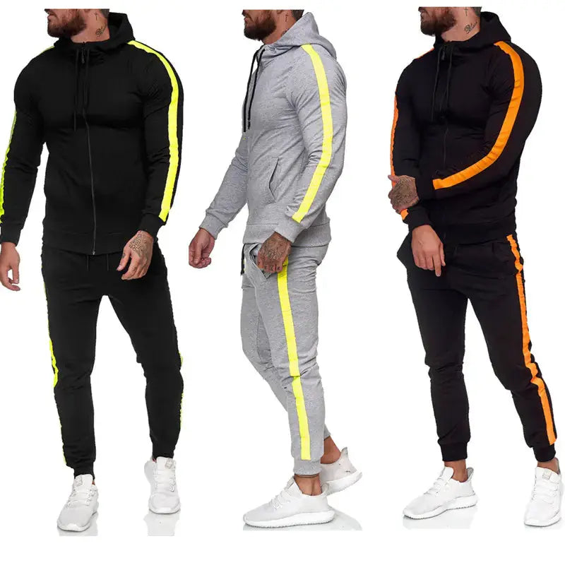 Men's Hooded Zip-Up Athletic Tracksuit Set - New Era Fashion LLc