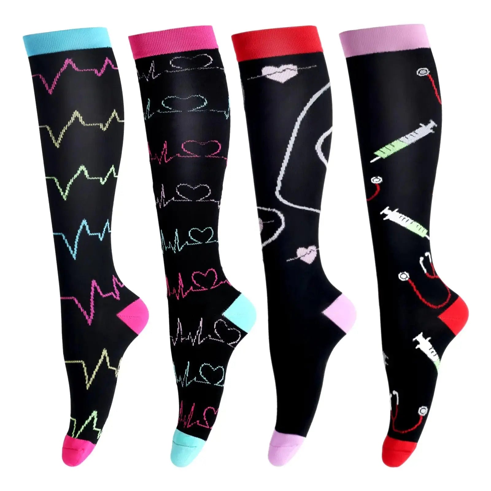 LEOSTEP Compression Socks for Women & Men Circulation Long Stockings Support for Nurses Pregnant Hiking Riding Running - New Era Fashion LLc