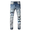 White Star Printed Torn Jeans for Men Zendrop