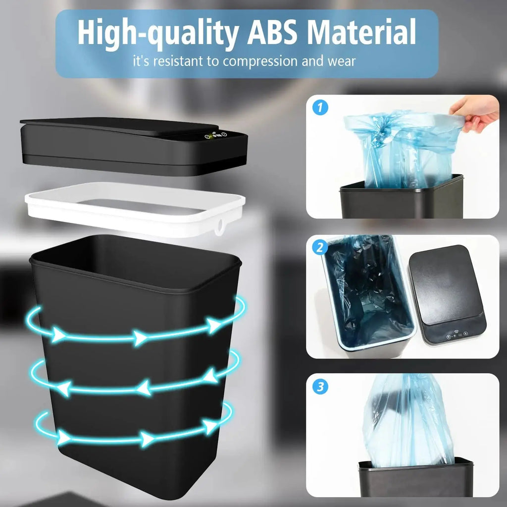 Bathroom Trash Can with Lid Touchless Automatic Garbage Can Slim Motion Sensor Smart Trash Bin for Bedroom,Office,Living Room Dropshipman