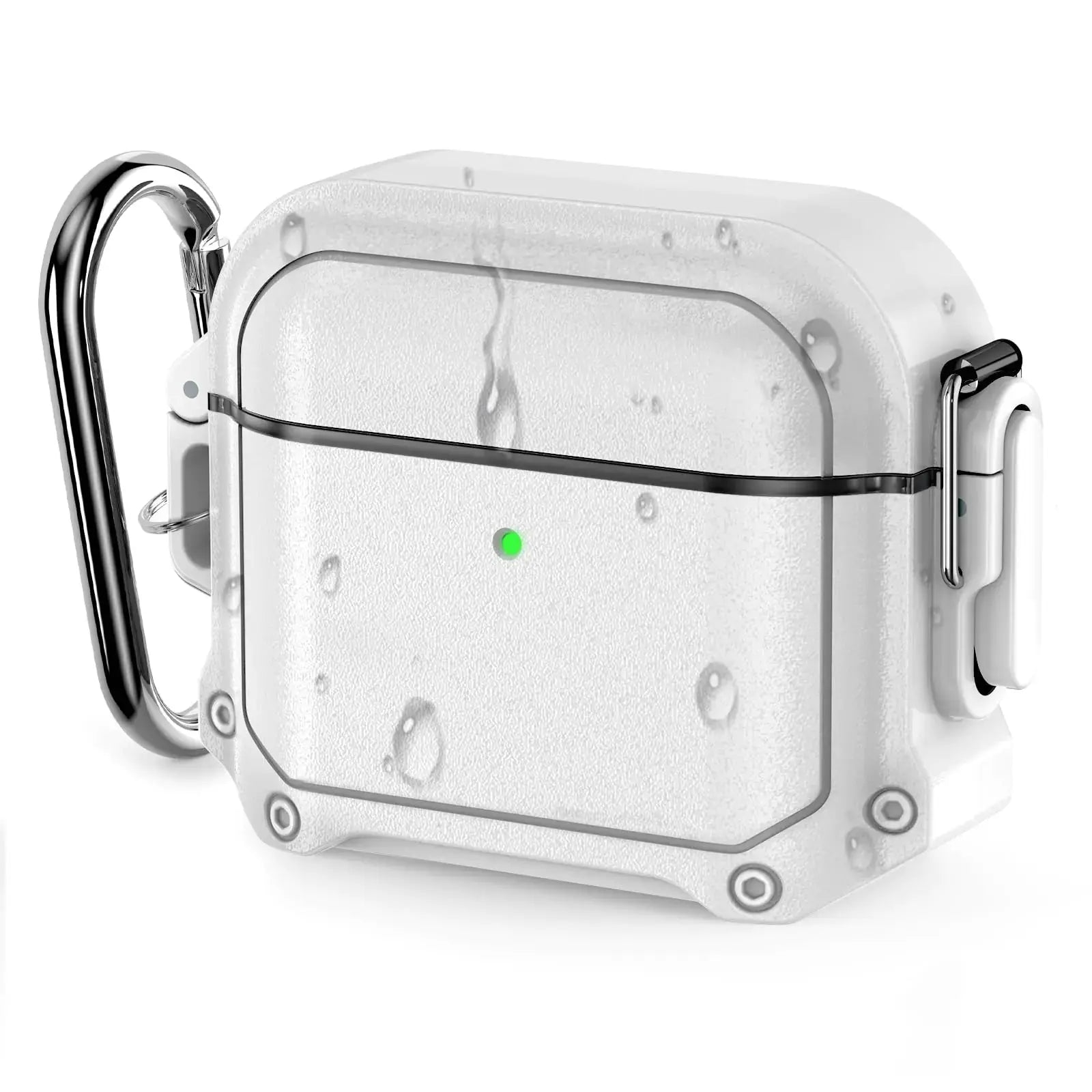 Waterproof for AirPods 3rd Generation Case Cover with Lock for Airpods 3 Case Cover with Carabiner for Airpods 3 Generation Protective Case Gen 3 Shockproof Cover for AirPods 3 2021 (White) Zendrop