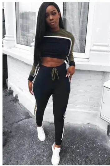 Color Block Casual Sports Set for Women (Fall/Winter) Zendrop