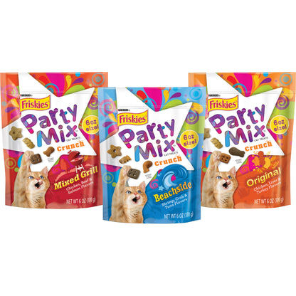 Purina Friskies Cat Treats Variety Pack Party Mix Crunch Greatest Hits - 3 ct. Boxes