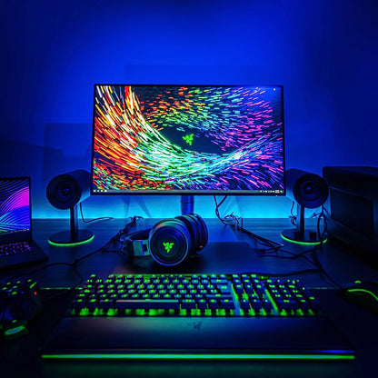 Razer Nommo Chroma 2.0 PC Gaming Speakers - Custom Woven 3" Glass Fiber Drivers, Rear-Facing Bass Ports, Bass Knob with Automatic Gain Control, Chroma Enabled, Black