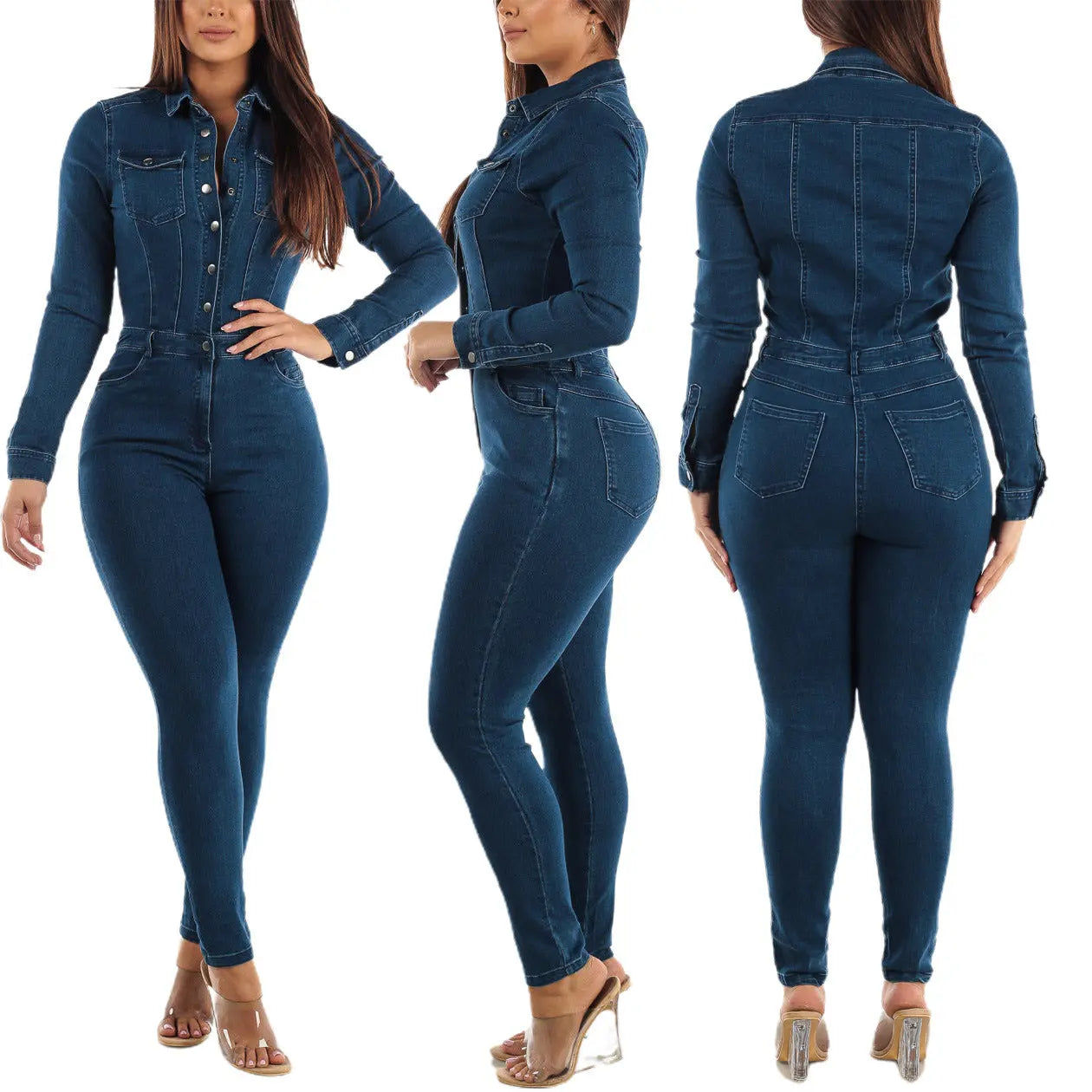 Elastic Ankle Wash Denim Jumpsuit Jumpsuit Cjdropshipping