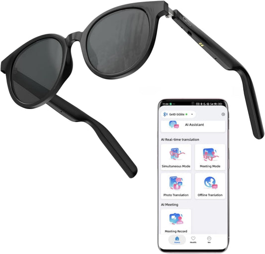AI Smart Glasses for Men and Women, Low Bridge Fit, 74-Language Real-Time Translator Powered by Chatgpt - Bluetooth 5.4 with 11H Playtime, Polarized Sunglasses for Travel, Driving, Daily Use