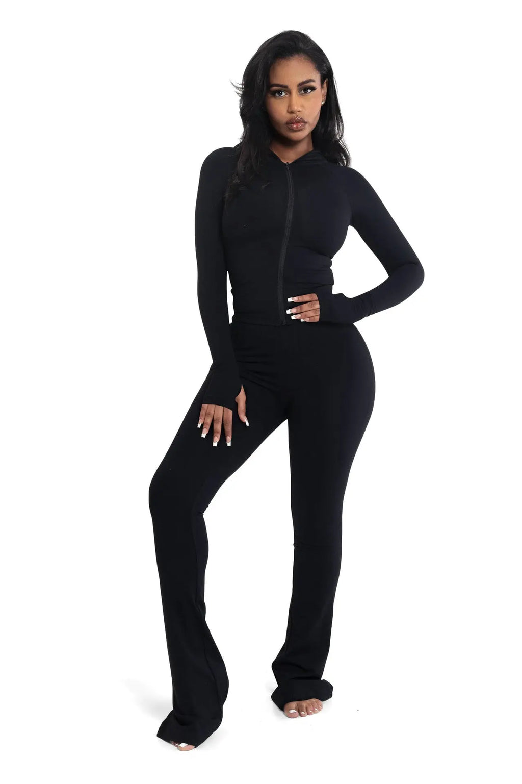 Casual Solid-Color Two-Piece Hooded Cardigan Set - New Era Fashion LLc