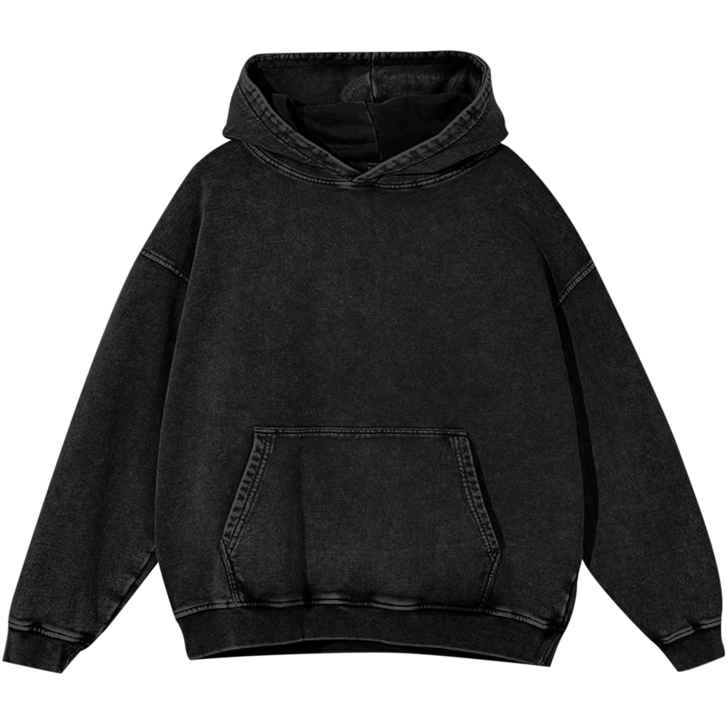 BINTEHGS Mens Oversized Hoodie Vintage Acid Wash Hoodie Baggy Cotton Hooded Sweatshirts Unisex Distressed Pullover Streetwear(BlackS)