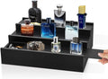 Wooden Cologne Organizer for Men - 3 Tier Cologne Stand Black Elevated