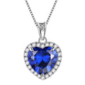 September Birthstone Necklace Women Blue Heart Necklace Sapphire Crystal CZ 925 Sterling Silver Pendant Jewelry Birthday Mother'S Day Gifts