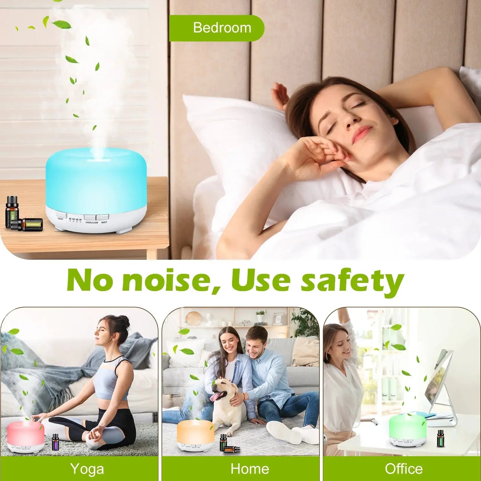 500Ml Essential Oil Diffuser with 6*10Ml Essential Oils Set, Flower Aromatherapy Diffusers with Remote Control, Oil Air Humidifier Vaporizer for Large Room Bedroom Office