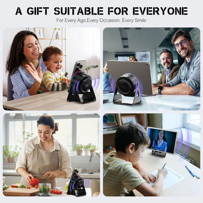 Wireless Induction Speaker with Phone Stand ,5 in 1 Bluetooth Speaker Amplifier Stereo Sound, RGB Ambient Light, 360° Adjustable Phone Holder Compatible with Iphone/Ipad/Android