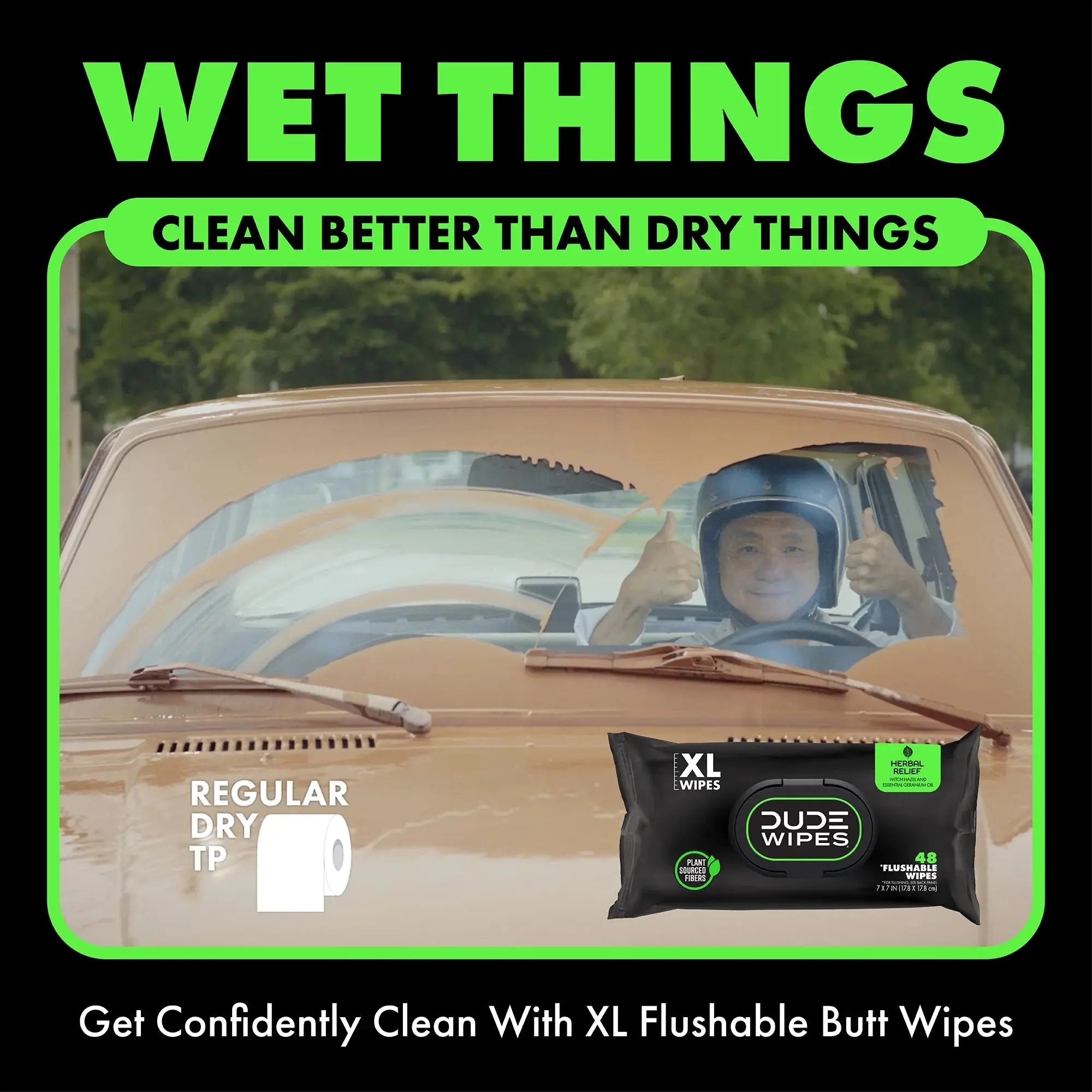 Flushable Wipes, XL Wet Wipes for at Home Use, Herbal Relief, 144 Count